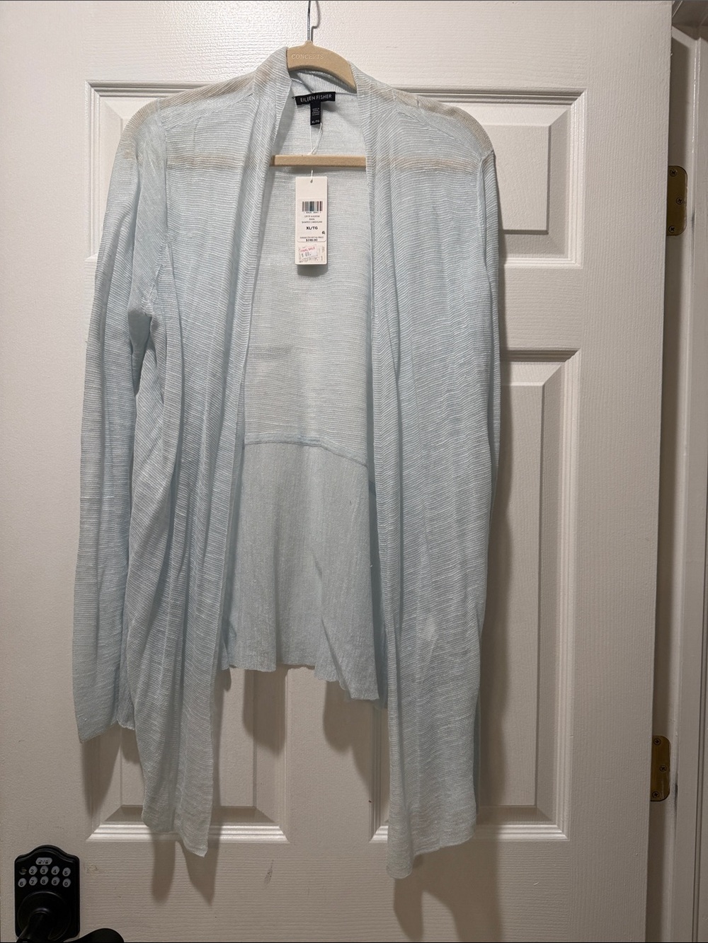 Eileen Fisher Light Blue Open-Front Linen Duster